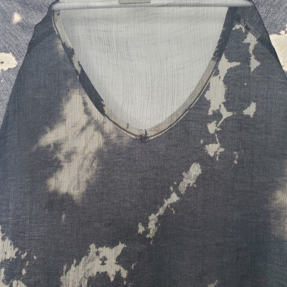 Harley-Davidson Sheer Chiffon Back Raglan Sleeve Top Graphic Tee V Black Tie Dye - Picture 4 of 6